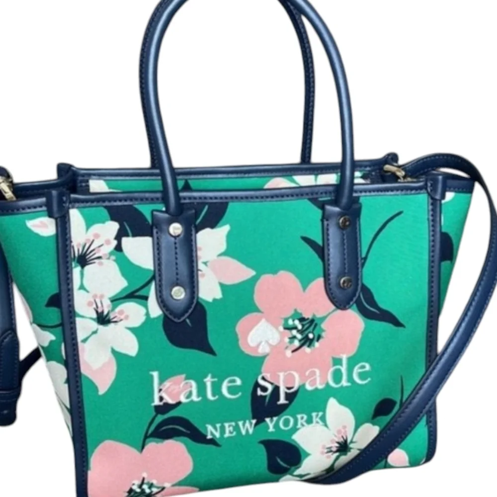 Kate Spade ♠️ Lily Blooms Green flower print Multi Sm Tote Crossbody Bag purse